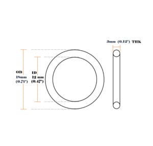 12 mm 3thk solid Oring Templet 12 mm | 0.47″ Solid O-Ring Y7464 – 50 PCs