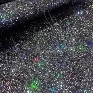 Hologram Black Fine Glitter Fabrics – Hologram | 36″ x 54″