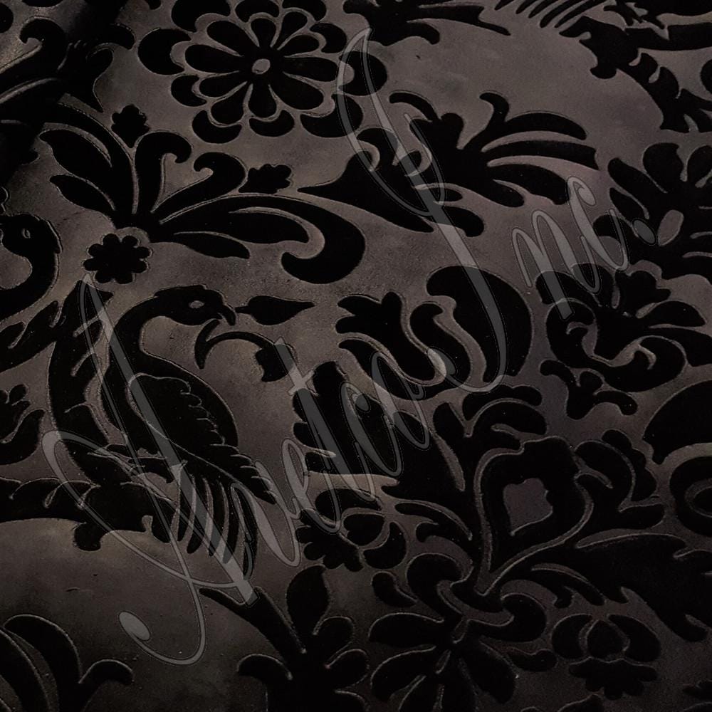 Black Paisley Nubuck Embossed Cow Leather Avetco Inc. Paisley Nubuck Embossed Cow Leather 3 oz