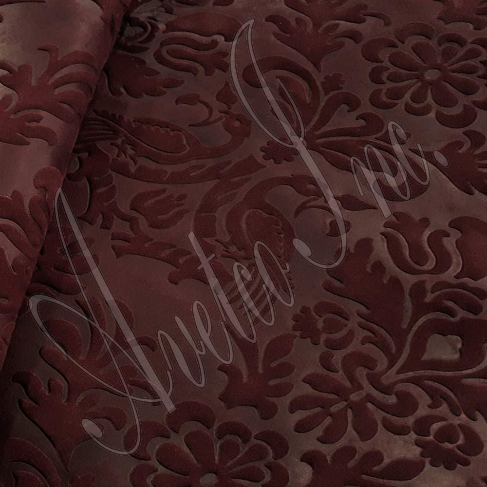 Burgundy Paisley Nubuck Embossed Cow Leather Avetco Inc.