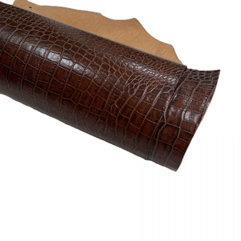 Crocodile Embossed Cow Cafe 1 Crocodile Embossed Veg Tan Cowhide 3 oz
