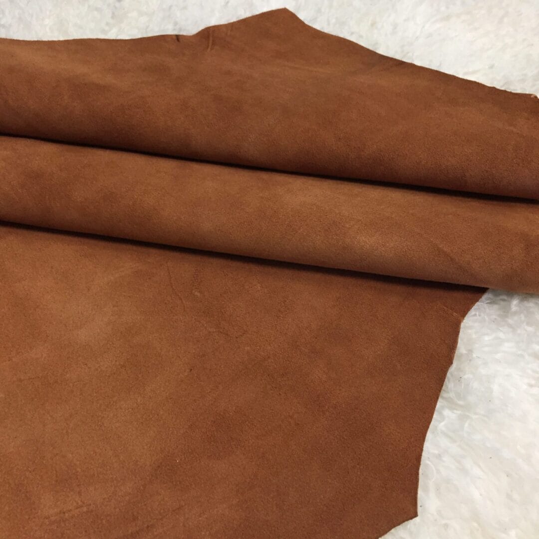 Leather Brown goat suede leather Leather brown goatskin suede leather whole hide