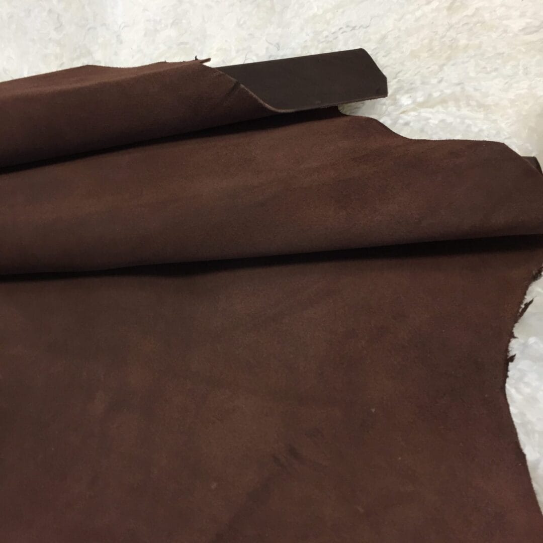 Mustang Brown goat suede leather Mustang brown goatskin suede leather whole hide