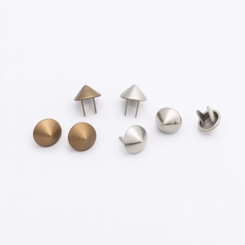 NH52 Cone Nailheads in Antique Brass and Nickel finishes – side-by-side comparison.-Avetco