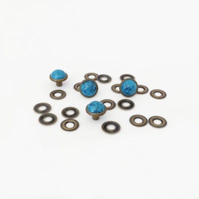 Acrylic Turquoise Stone Rivets-Antique Brass