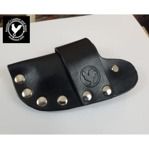 Sheath with concho made with Avetco materials by Roosters Leather & Steel