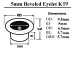 0.20″ | 5mm Beveled Metal Eyelets – K19 –1000PCS