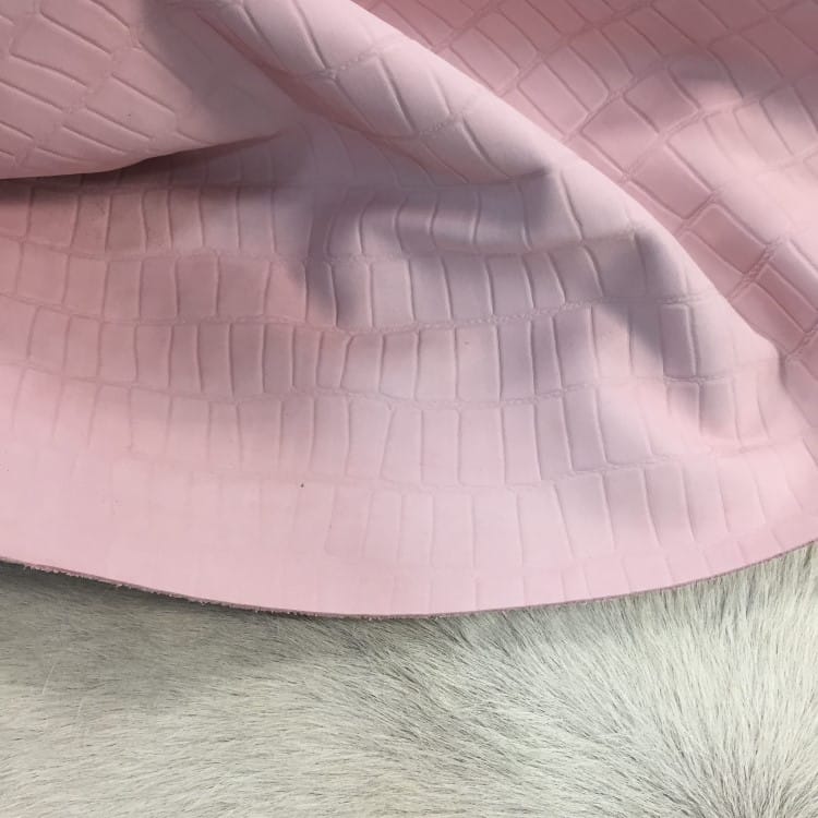 Klips- Pink Powder-Cow Leather Embossed-Avetco Klips Croco Belly Embossed Collection - Cow Nubuck Leather 3 oz in Pink Powder – Avetco