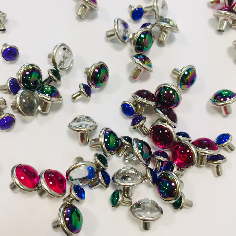 NH80-Nickel 0.43"| 11mm Acrylic Rhinestone Rivets - Nickel 100 PCs