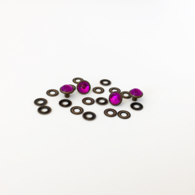 0.27" l 6.9mm Acrylic Rhinestone Rivets - Antique Brass (100pcs)