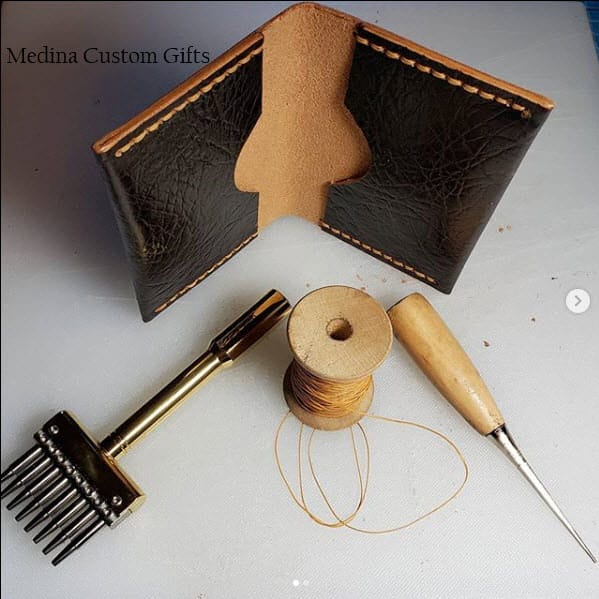 Card wallets in progress made with Avetco materials by Medina Custom Gifts