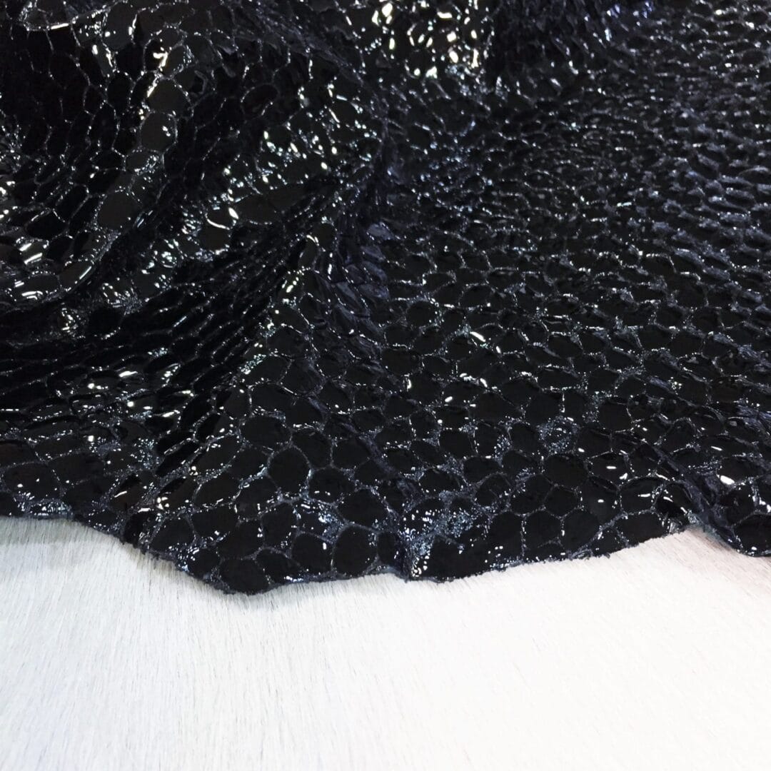 black Patent Gator Embossed Grain Cow Leather
