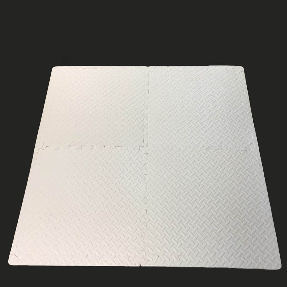 Avetco-SP812-White-10mm (1) Interlocking puzzle mat tiles are made from premium-grade, high-density EVA foam rubber. These tiles are thick and textured, providing softness, safety, and durability. These colorful mats are double-sided, reversible, and interchangeable, creating a checkered pattern with the two colors of your choice. If you change your mind, the mats can easily be flipped over to the other colors creating a whole new atmosphere. They are perfect for a children’s playroom, gym fitness, dance, yoga, martial arts, sound control, and much more.