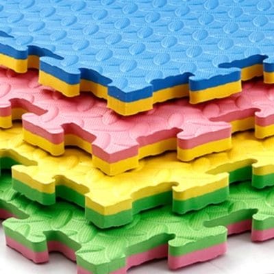 Interlocking puzzle mat tiles are made from premium-grade, high-density EVA foam rubber. These tiles are thick and textured, providing softness, safety, and durability. These colorful mats are double-sided, reversible, and interchangeable, creating a checkered pattern with the two colors of your choice. If you change your mind, the mats can easily be flipped over to the other colors creating a whole new atmosphere. They are perfect for a children’s playroom, gym fitness, dance, yoga, martial arts, sound control, and much more.