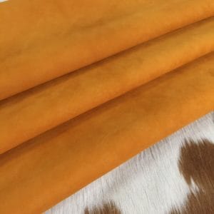 Golden Oak goat suede leather hide