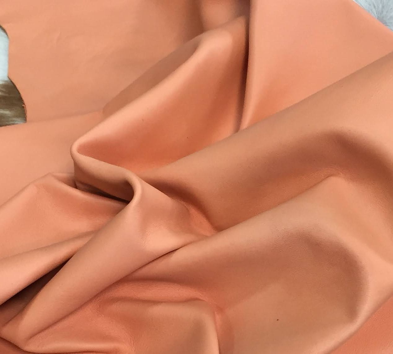 Avetco Inc-Economy Lamb Skin-Coral Haze (1) Economy Lambskin Nappa Leather Hide 2 oz Coral