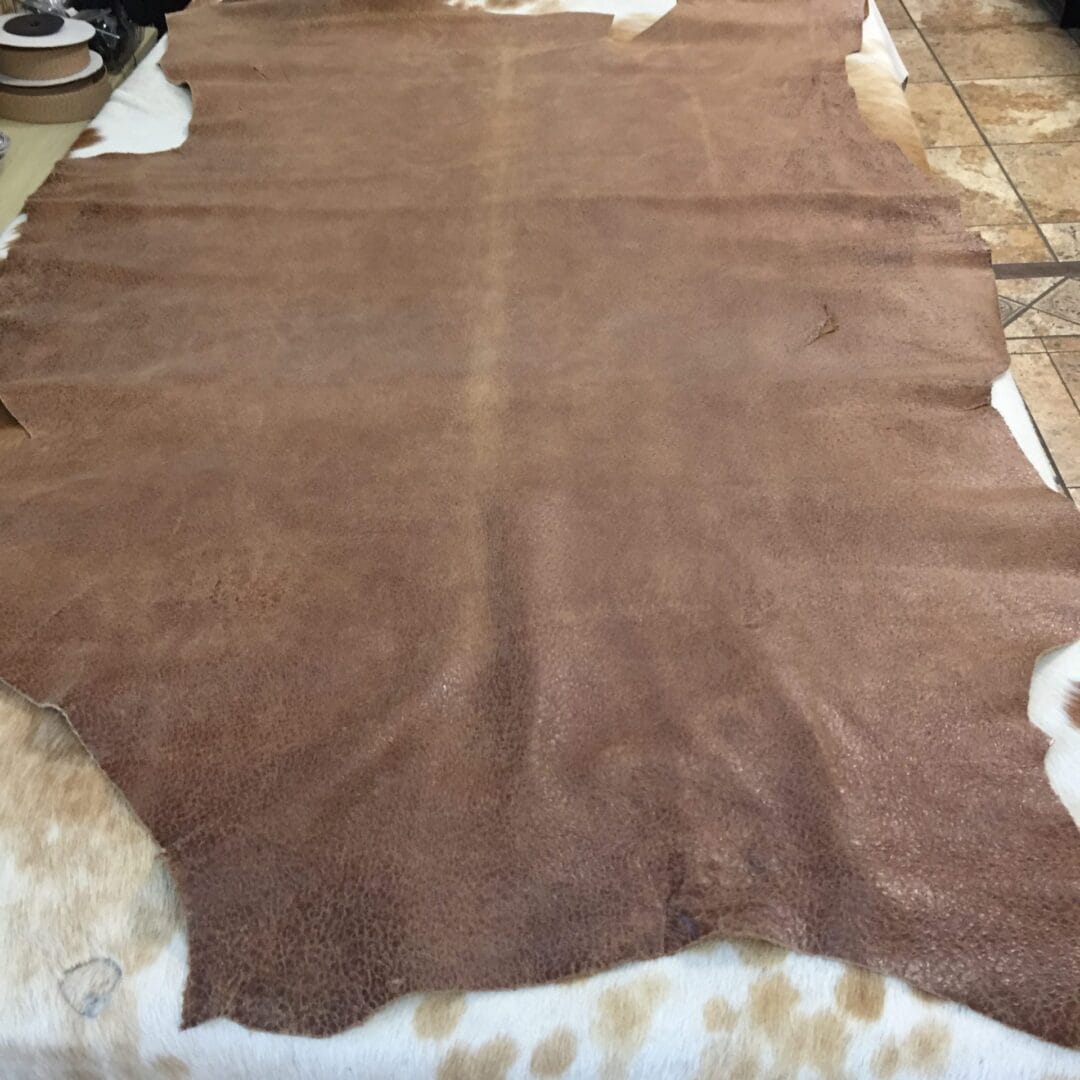 DIN-803 brown sugar avetcoinc@ Distressed Pig Grain Leather Hide – 3 oz (10 – 13 sq ft)