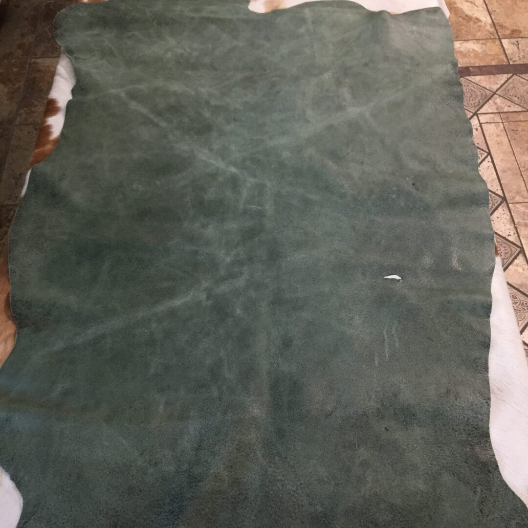 DIN-804 forest green avetcoinc@ (2) Distressed Pig Grain Leather Hide – 3 oz (10 – 13 sq ft)