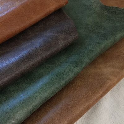 avetcoinc@. (4) Distressed Pig Grain Leather Hide – 3 oz (10–13 sq ft)