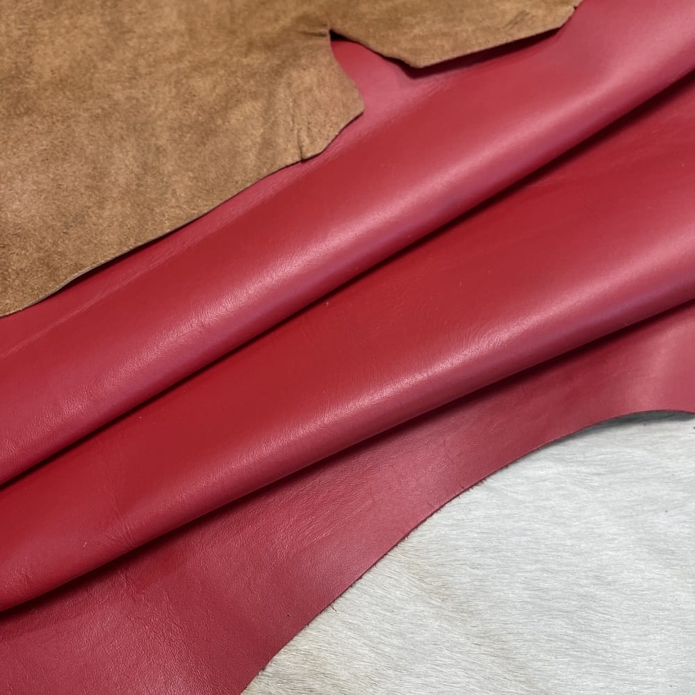 IMT-3.205 RED Red Cow Leather 2 oz Rough Cut by 2 SF.