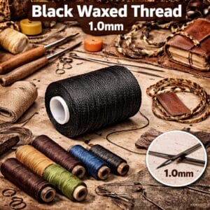 display of products waxed thread black Heavy Duty Waxed Thread 1mm 433 yd Spool- Black