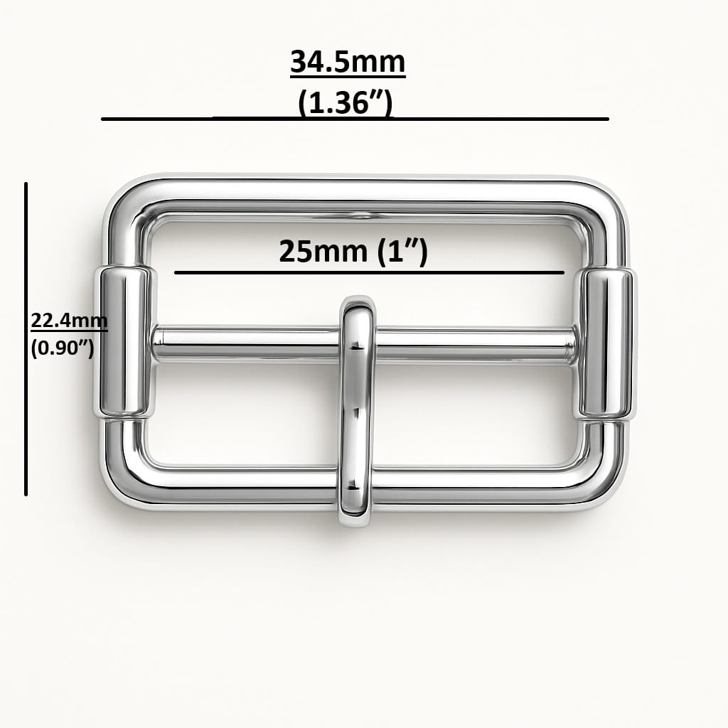 Y2017N25MM Y2017 nickel center bar buckles, rectangular design for 15mm strap – ideal for leathercraft, handbags, shoes, and belts.