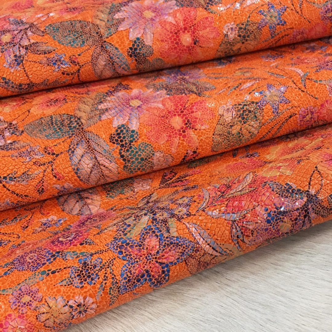Babil Orange Peel Cow Leather Embossed-Avetco Inc 6 Babil Snake Embossed Floral Cow Leather 3oz
