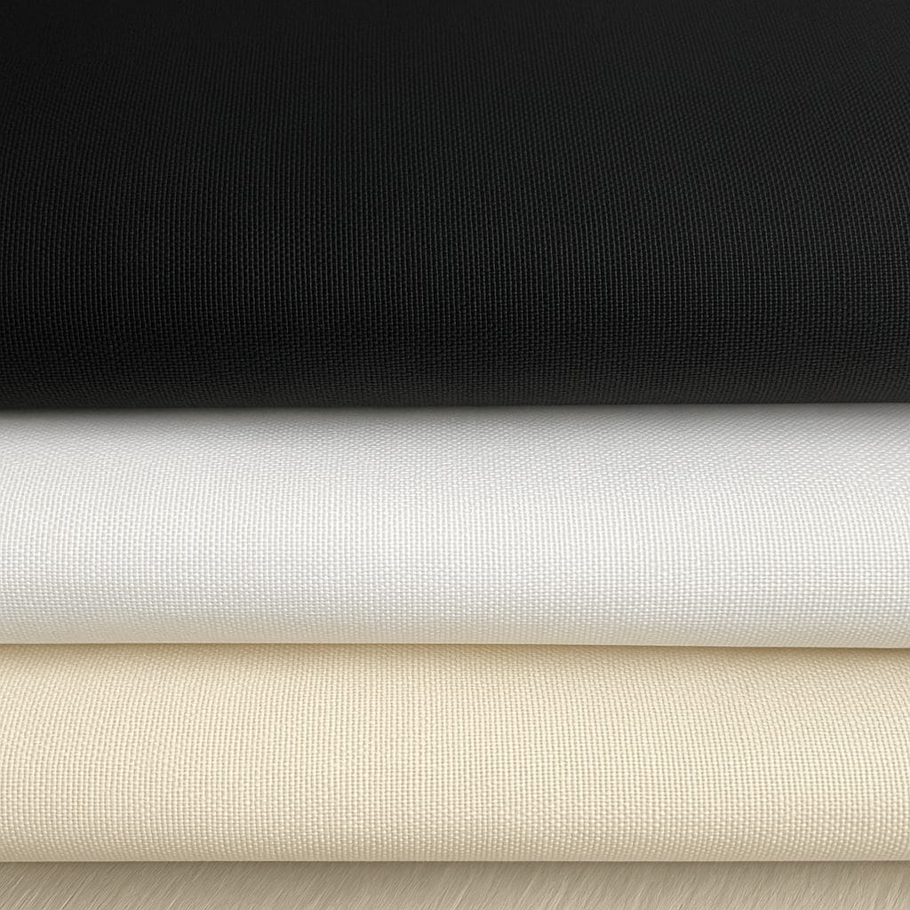 Muslin Fabric Midweight 100% cotton muslin, ideal for film production, costumes, set design, and dyeing. Available in Raw, White, and Black. Sold by 5 yards.