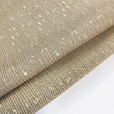 Metallic Nubuck Cow Leather in Beige with Gold Foil