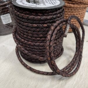 Braided Leather Cords 2 6mm Braided Leather Cords | 5 yds – 25 mt.