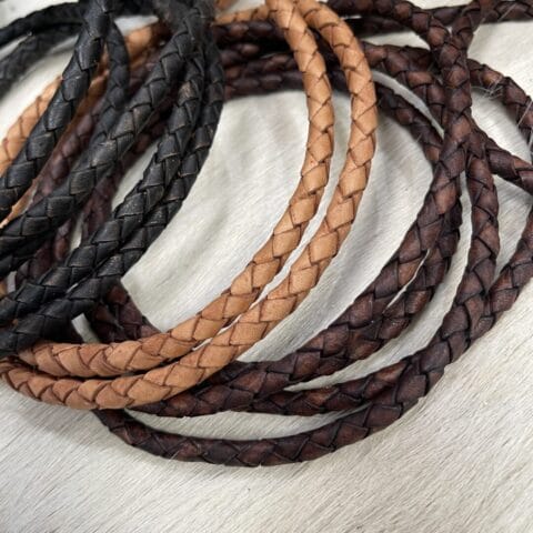 6mm Braided Leather Cords | 5 yds - 25 mt.