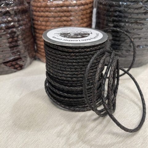 3mm Braided Leather Cords Cow Veg-tanned