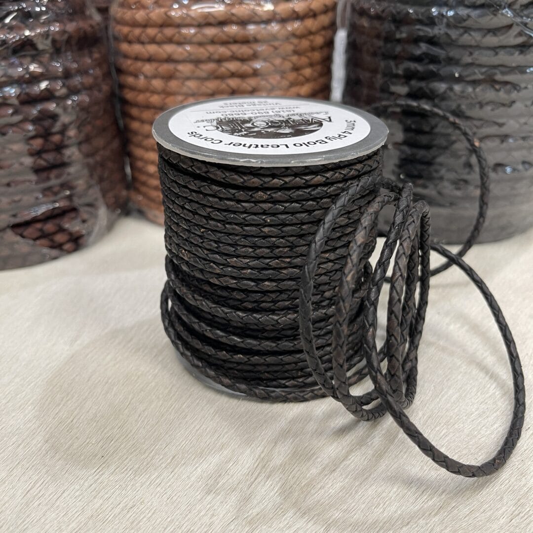 3mm Braided Leather Cords Cow Veg-tanned