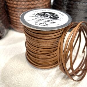 3mm Flat Veg Tanned Leather Cord – 50 Meters