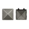NH150-137mm Pyramid Nailhead Antique Nickel top and bottom view-Avetco Top and bottom view of 13.7mm Pyramid NailHead NH150 in antique nickel finish, showing detailed texture and prongs – Avetco