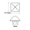 NH150-137mm Pyramid Nailhead Size-Avetco Inc Black and white technical illustration of 13.7mm pyramid nailhead with 4mm spike, showing precise measurements for leathercraft and accessory use
