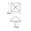 NH36-9mm pyramid nailhead technical illustration-Avetco Black and white technical illustration of 9mm pyramid nailhead with 3.5mm spike, showing precise measurements for leathercraft and accessory use-Avetco