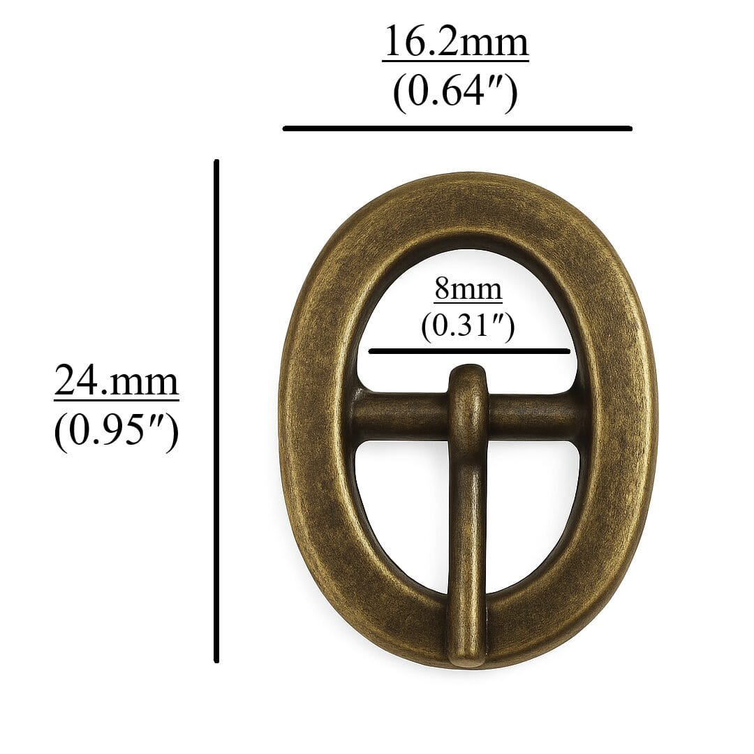 Y1007 Antique Brass Center Bar Buckle-Avetco Inc-08mm Y1007 8mm Oval Center Bar Buckle – Nickel, Antique Brass, Gold Plating – Avetco