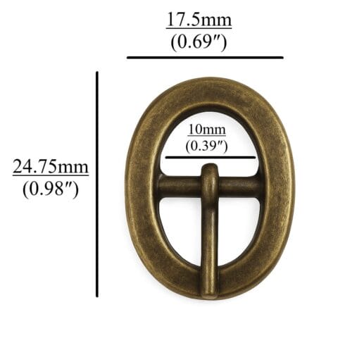 Y1007 10mm Oval Center Bar Buckle – Nickel, Antique Brass, Gold Plating – Avetco