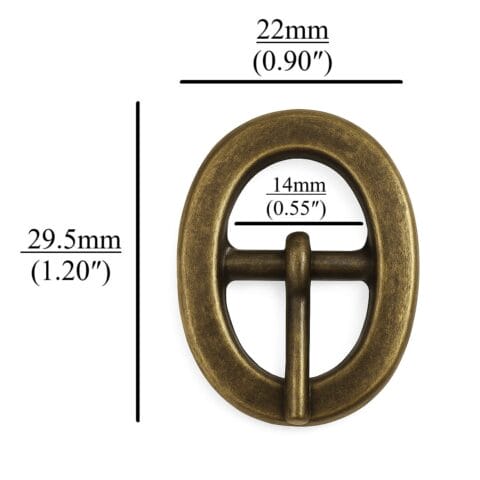 Y1007 14mm Oval Center Bar Buckle – Nickel, Antique Brass, Gold Plating – Avetco