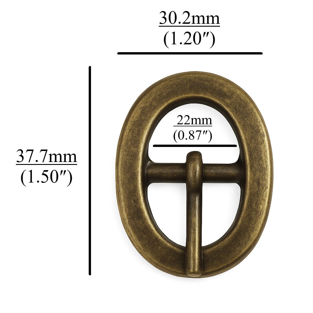 Y1007 Antique Brass Center Bar Buckle-Avetco Inc-22mm Y1007 22mm Oval Center Bar Buckle – Nickel, Antique Brass, Gold Plating – Avetco