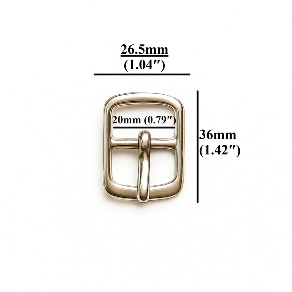 Y860020MM Nickel: 20mm center bar buckle in silver zinc alloy
