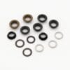 8mm Beveled Grommets EL2-Antique Brass Gunmetal and Nickel-Avetco 8mm beveled grommets in Antique Brass, Gunmetal, and Nickel finishes from Avetco, displayed in sets with matching washers on a white background.-avetco