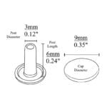 Double Cap Rivet 9 x 6 Outline-Avetco Double Cap Rivets 9 x 6mm | 500 Sets – R0036