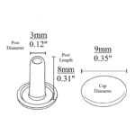 Double Cap Rivets 9 x 8mm | 500 Sets – R0038