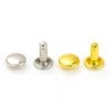 Double Cap Rivet-Nickel and Gold Double Cap Rivets 7mm x 8mm – Flat Round – Nickel & Gold Finish – Avetco