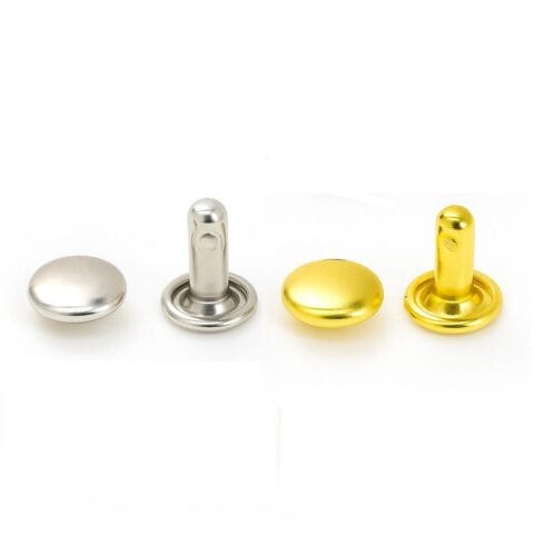 Double Cap Rivets 7mm x 8mm – Flat Round – Nickel & Gold Finish – Avetco
