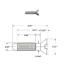 Technical drawing of heel rivet with detailed measurements in inches-Avetco