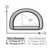 25mm D-Ring Zinc Alloy Measurement Diagram - Inner and Outer Sizes-Avetco