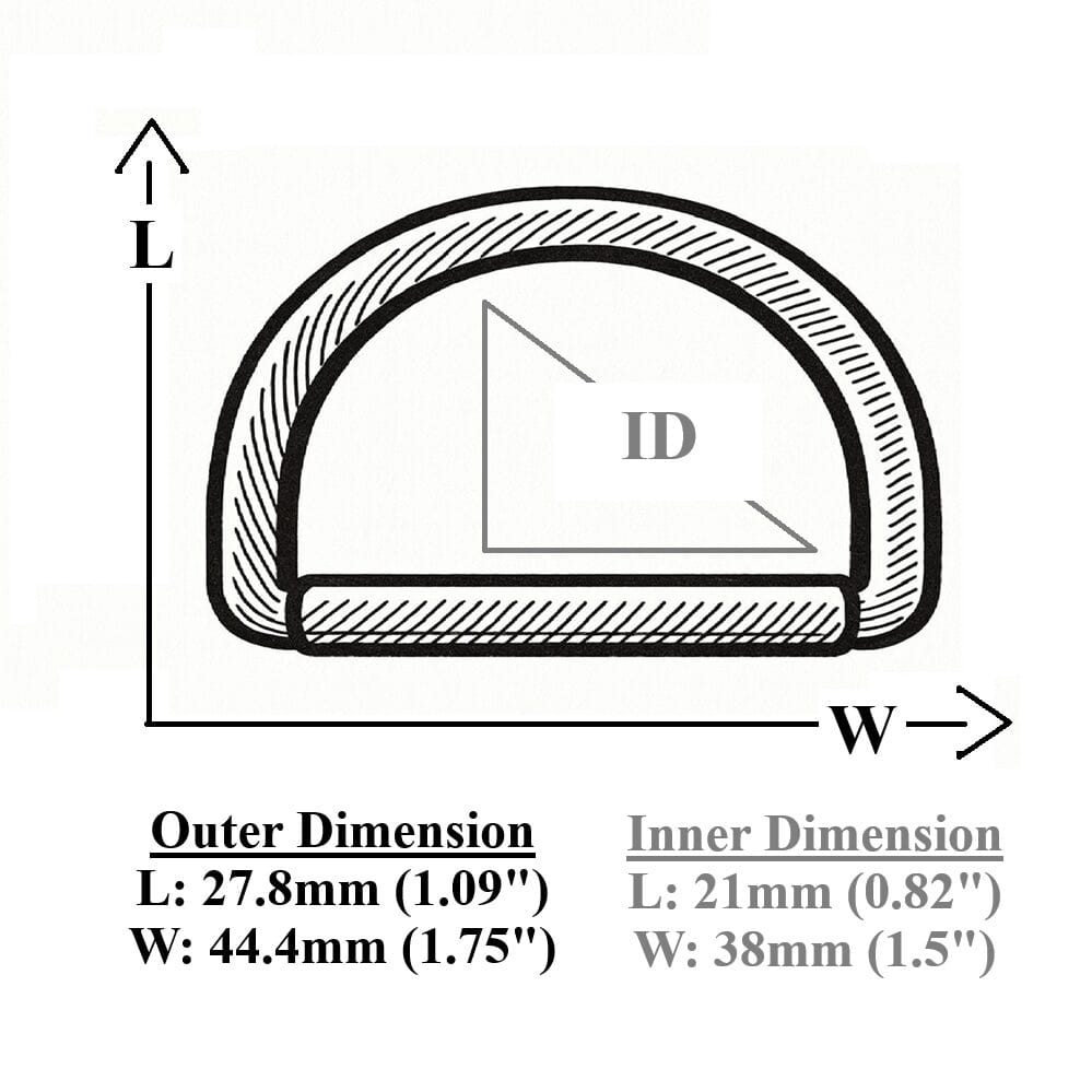 L7458-38mm-Illustration Diagram-Avetco 38mm D-Ring Zinc Alloy Size Illustration-Avetco
